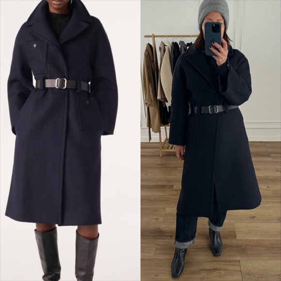 BA&SH haya belted navy wool blend coat FINAL PRICE - Picture 1 of 15